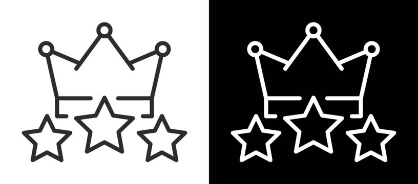 Line art crown with three stars icon design