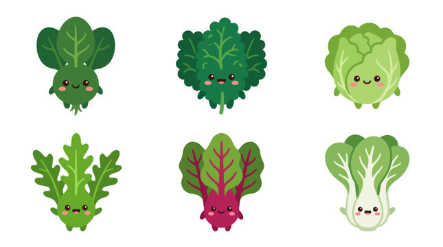 Cute kawaii vegetables character collection