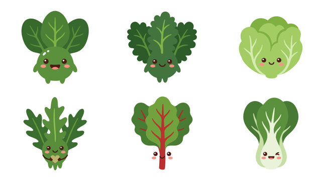Cute kawaii vegetables characters