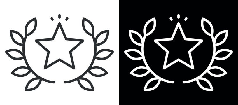 Outline of a star with laurel wreath in minimalist design