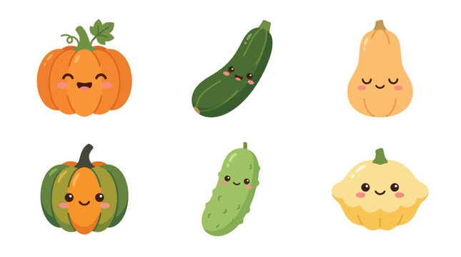 Cute kawaii vegetables collection