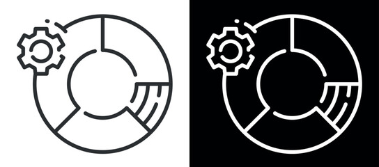 Fototapeta premium Gear and pie chart icon illustrating data visualization and analysis
