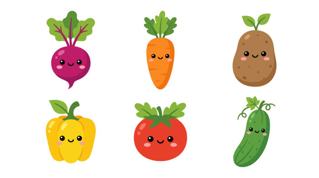 Cute kawaii vegetables collection