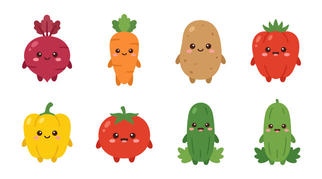 Cute kawaii vegetables collection