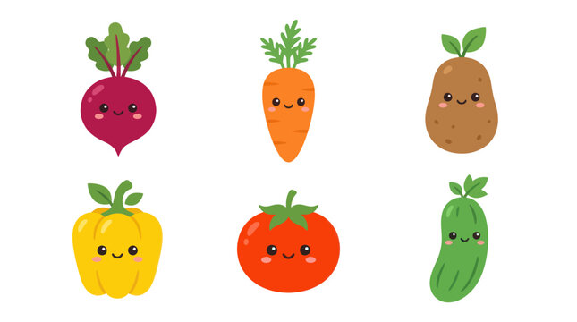 Cute kawaii vegetables collection