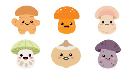 Fototapeta premium Cute mushroom characters collection