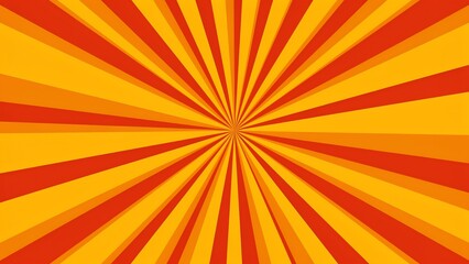 Obraz premium Vibrant Red and Yellow Sunburst Radial Beam Background for Pop Art and Comic Style Designs