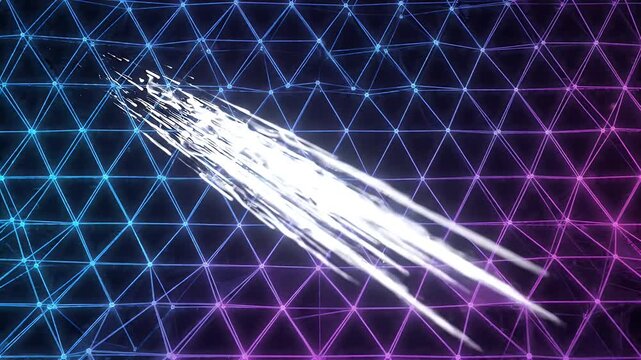 Abstract Geometric Triangle Grid with Fading Streaks Animation