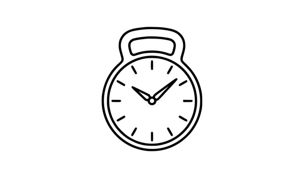 Fitness kettlebell clock linear icon gym exercise time management workout logo vector isolated
