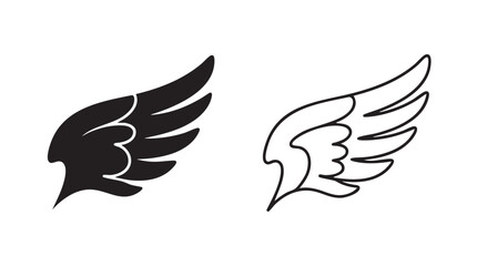Obraz premium angel wings black silhouette and outline art vector icon featuring white, design, graphic