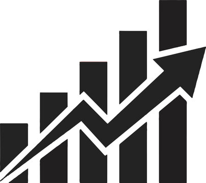 Silhouette upward arrow icon with steps showing growth progress