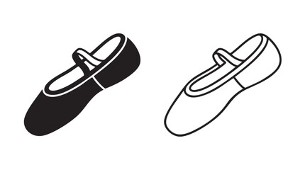 ballet slipper black silhouette and outline art vector icon featuring dance, footwear © Shamsul