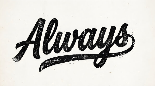 Always text calligraphy grunge style isolated on white background with calligraphy typography lettering