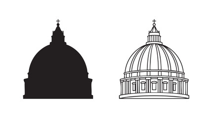 dome silhouette and outline art vector icon black silhouette and outline art vector icon © Shamsul