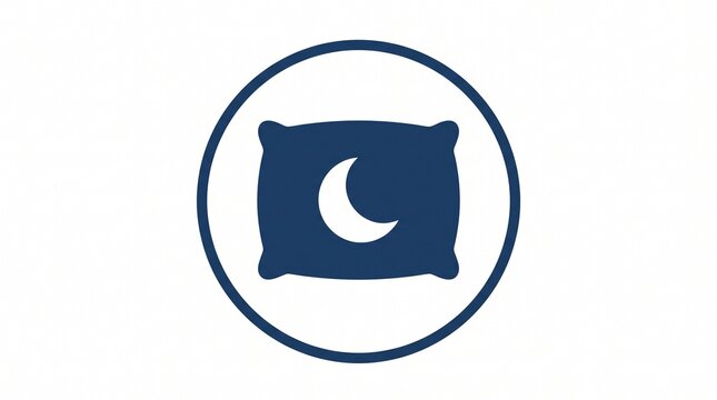 Pillow icon features a crescent moon symbol inside a circle to represent comfortable nighttime sleep and relaxation.