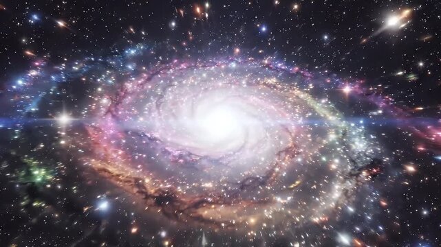 Colorful Galactic Spiral with Twinkling Stars Animation
