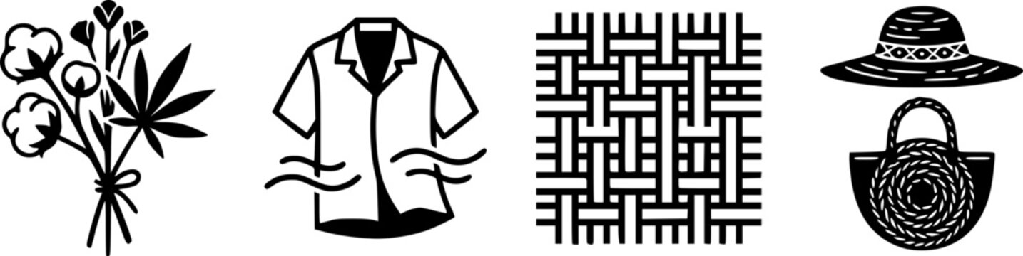 Set of performance fabric icons showing moisture-wicking and breathability for sportswear. Includes technical textile symbols and a runner silhouette.
