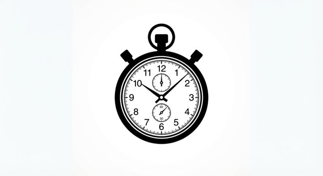 Black and White Stopwatch Icon Vector Illustration