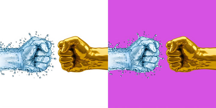 Water splash fist fighting golden fist concept art