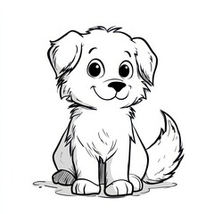 Fototapeta premium Whimsical canine line drawing for a children's coloring page