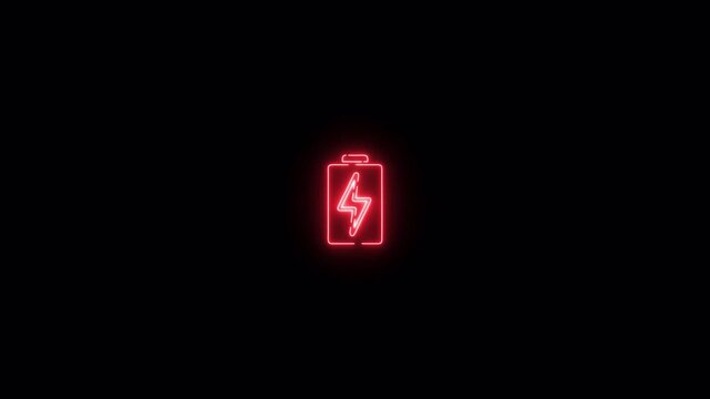 Neon glowing battery low icon blinking animation