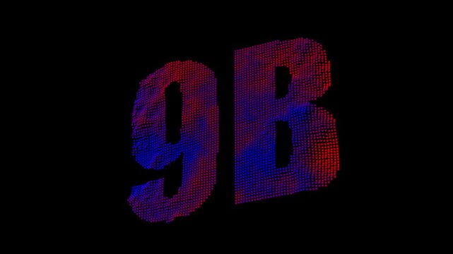 Glowing 9B Particle Number Animation with Neon Gradient Digital Dots 4K Motion Graphics