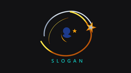 Abstract star logo design. Modern corporate identity icon with circular orbit elements. © israt jahan