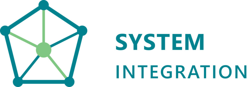 System integration logo design. Digital network connection icon for business technology.