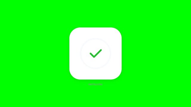 Mobile App Installation Progress Loading Animation with Success Checkmark on Green Screen Background