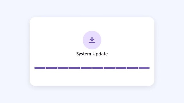 Clean Minimalist System Update Progress Bar Animation with Download Icon and Loading Status Interface
