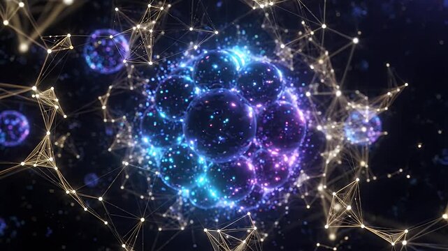 Glowing Abstract Spheres with Network Particles Animation
