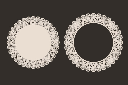 Round White Lace Paper Doily Vector Illustration	