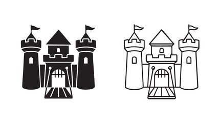 castle with turrets and drawbridge black silhouette outline art vector icon black black silhouette and outline art vector icon © Shamsul