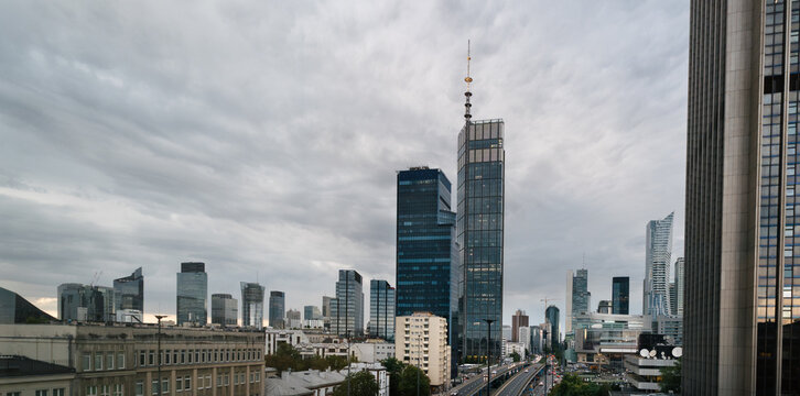 Cityscape Skyscrapers Under Cloudy Sky Urban Architecture