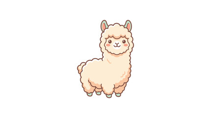 Fototapeta premium Kawaii llama character mascot illustration.
