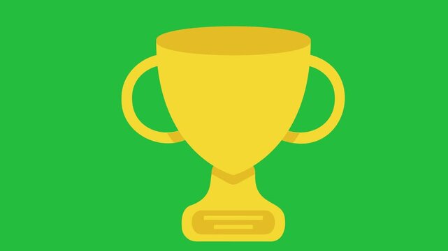 2D Animated Gold Trophy Cup Motion Graphics Green Screen Overlay