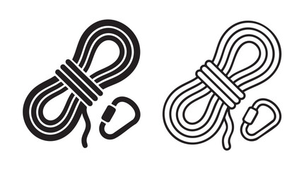 climbing rope and carabiner black silhouette outline art vector icon black silhouette black silhouette and outline art vector icon © Shamsul