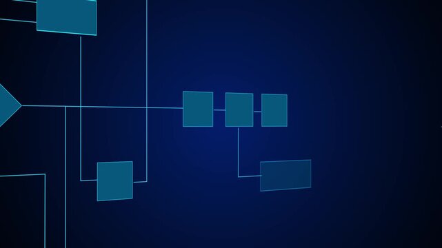 Blue digital flowchart background connected blocks, thin lines, and clean 19 layout. for business , data presentations, software explainers, automation visuals, process diagrams, overlays.