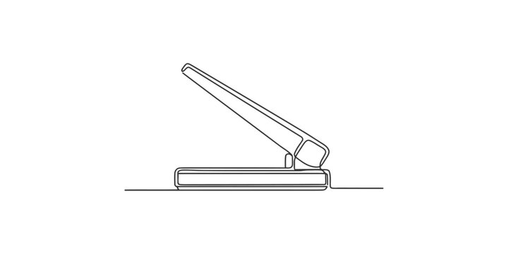 One continuous line drawing of a paper hole puncher for office work