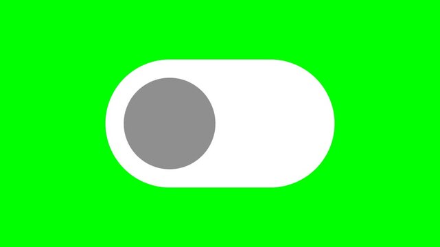 Modern Toggle Switch Button Animation from Off to On with Checkmark Icon on Green Screen Background