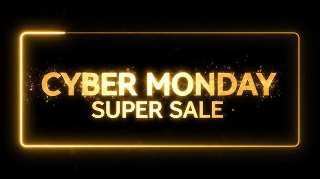 Cyber Monday super sale banner with glowing golden text