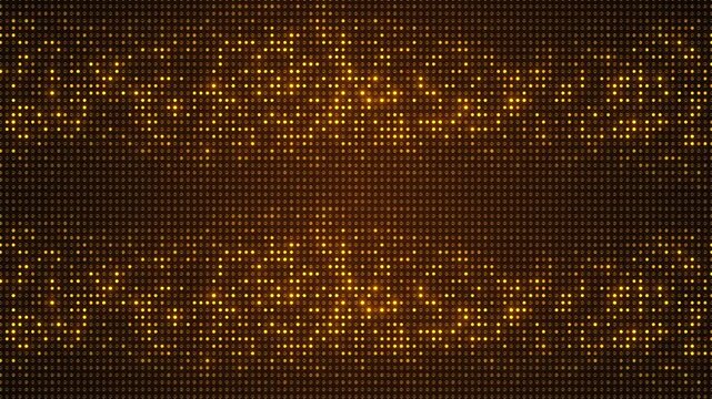 Golden LED dot matrix background glowing circular pixels, warm digital pattern, and dark display texture. music videos, scoreboard graphics, tech intros, event screens, data visuals, motion overlays.