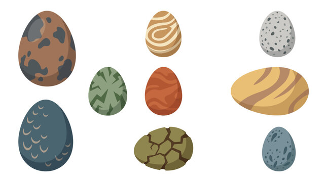 Assorted fantasy creature and dragon eggs with unique patterns and textures.
