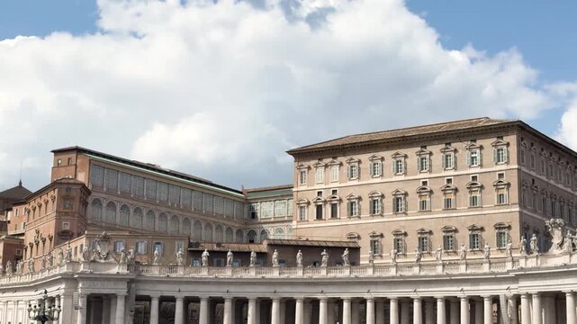 Apostolic Palace architecture and colonnade in St. Peter's Square in Vatican City