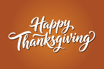 Obraz premium Happy Thanksgiving Calligraphy Lettering on a Solid Brown Background