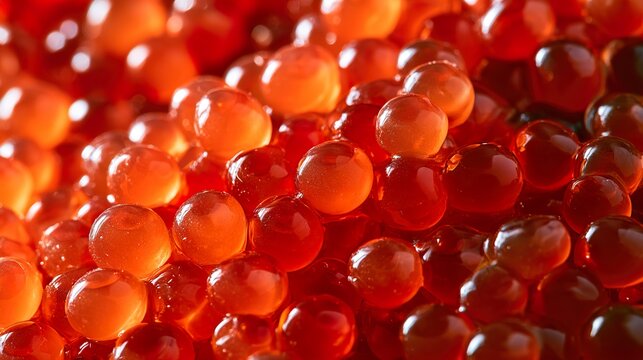 Red caviar background, macro shot. Close-up of salmon or trout caviar.
