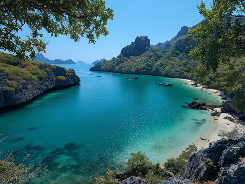 Mu ko ang thong islands with beautiful turquoise lagoon