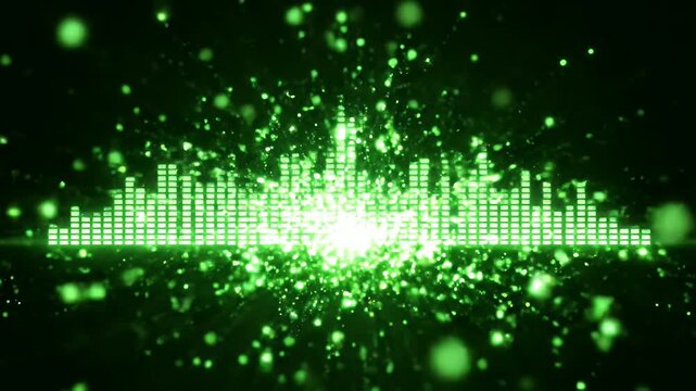 Pulsing Green Audio Spectrum With Sparkling Particles