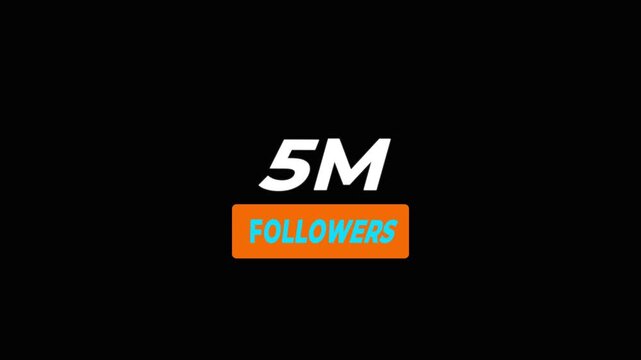 Thank you 5M followers. 5 Million followers realistic sign on the brick wall animation