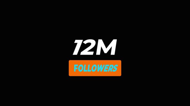 Thank you 12M followers. 12 Million followers realistic sign on the brick wall animation.
